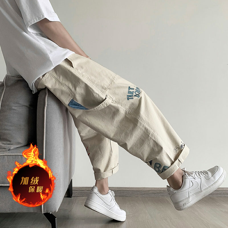 加绒加厚冬款男休闲裤印花工装大口袋h631P35加绒P45,男装休闲裤,星座1013-1