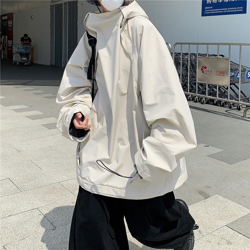 港风秋款男夹克高领连帽工装口袋小牛津冲锋衣外套JK8717P55,男装夹克,星座1013-1