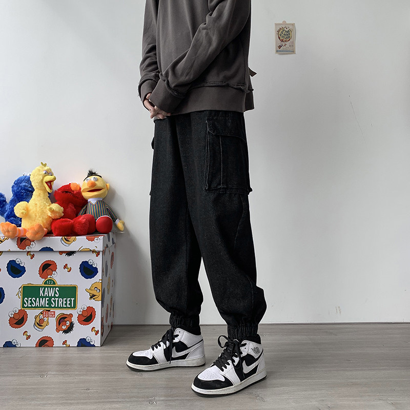 男牛仔裤工装大口袋束脚直筒宽松休闲裤nk7002P45,男装牛仔裤,星座1013-1