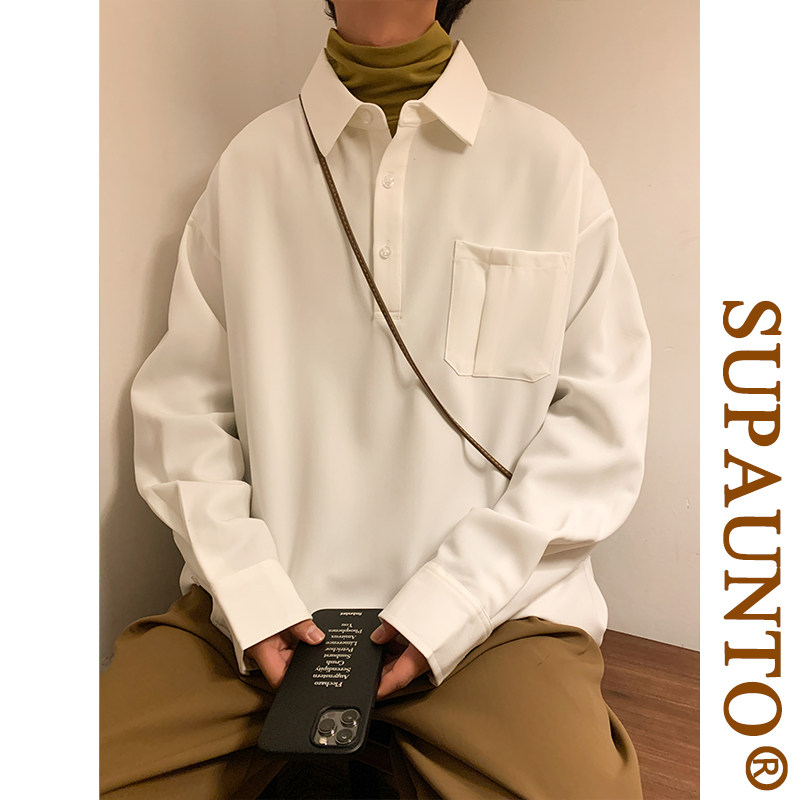 高品质秋款男长袖衬衫侧边开叉宽松衬衣休闲外套CS91P40,男装衬衫,星座1013-1