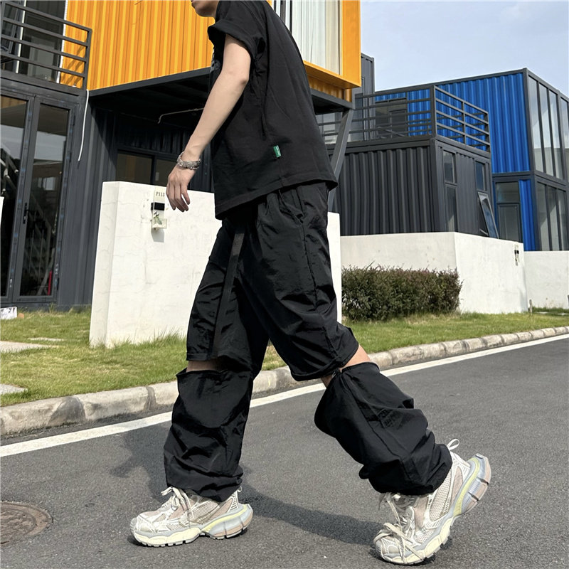 港风秋款男女休闲裤褶皱可拆卸短裤情侣款冲锋裤h2556P45,男装休闲裤,星座1013-1