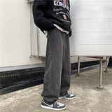 加绒加厚冬款男牛仔裤直筒宽松纯色休闲长裤n加绒，男装牛仔裤，星座1013-1