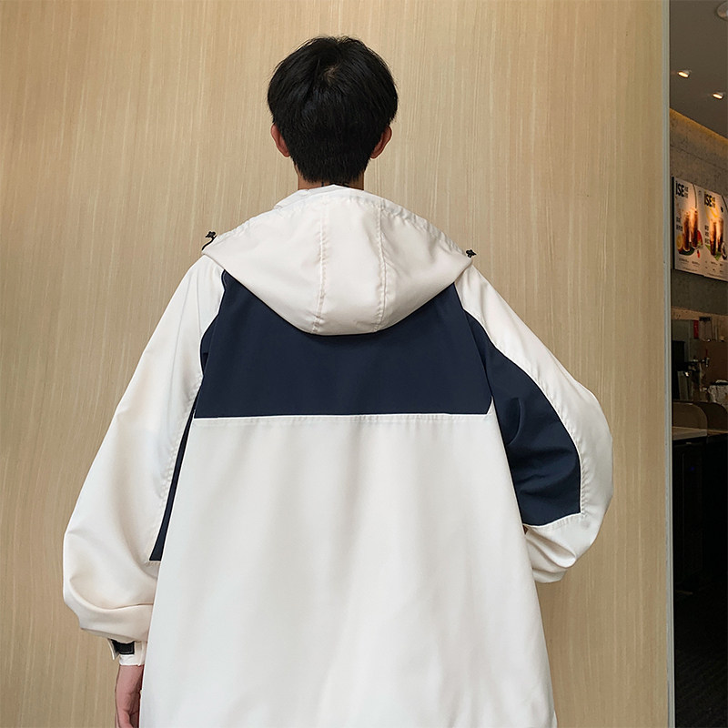 秋款男夹克连帽拼色字母印花抽绳魔术贴冲锋衣外套Jh001P55,男装夹克,星座1013-1