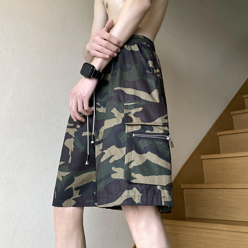 高品质夏款男迷彩短裤工装裤大口袋拉链休闲五分裤D15P35,男装休闲裤,星座1013-1