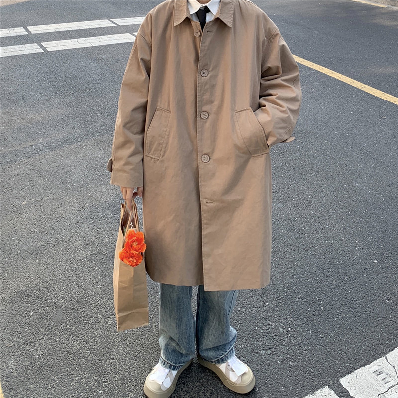 秋冬男中长款韩版风衣休闲单排扣大衣外套FY6517图片