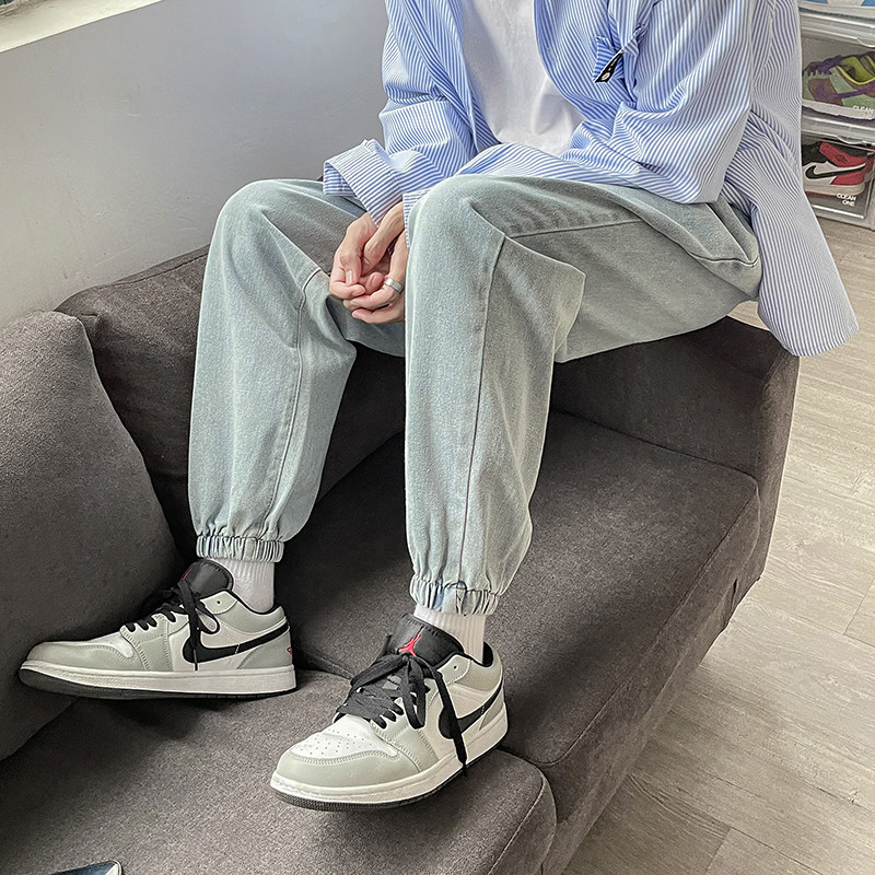 港风秋款男牛仔裤直筒束脚休闲百搭九分裤nk8023P35,男装牛仔裤,星座1013-1