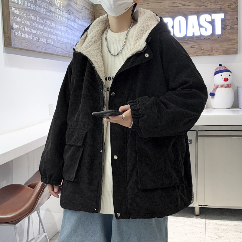 冬男棉衣连帽灯芯绒工装大口袋加绒加厚保暖棉袄外套Y7832,男装棉衣,星座1013-1