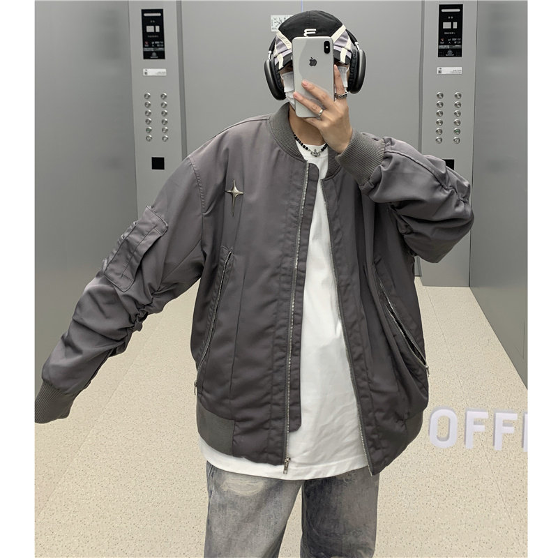 秋款男夹克立领蝴蝶褶皱十字架工装大口袋冲锋衣外套JK2533P65,男装夹克,星座1013-1