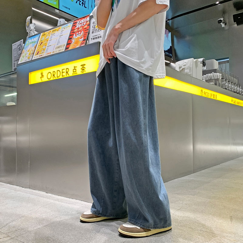 2022港风夏款四季款男牛仔裤阔腿直筒宽休闲长裤n,男装牛仔裤,星座1013-1