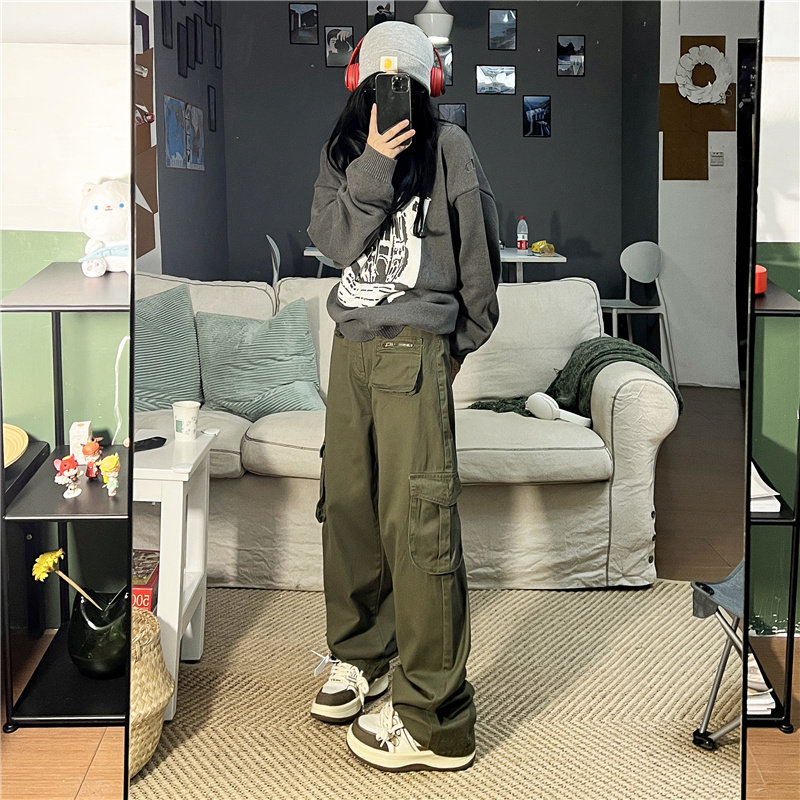 港风秋款男休闲裤工装裤拉链大口袋情侣女裤宽松长裤h207P50,男装休闲裤,星座1013-1