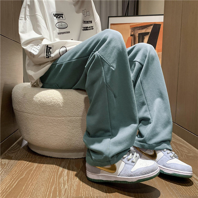 港风秋冬款男裤字母印花宽松直筒休闲长裤h458,男装休闲裤,星座1013-1