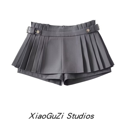 高腰欧美小谷姿短裤百褶