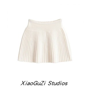 小谷姿高腰弹力针织a字半身裙显身材好穿搭简洁舒适无底裤短裙女