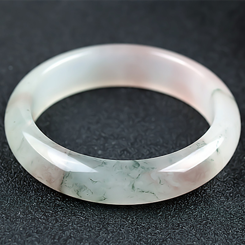 桂林鸡血玉手镯高冰种三彩粉色贵妃料53圈口正品广西天然玉石镯子