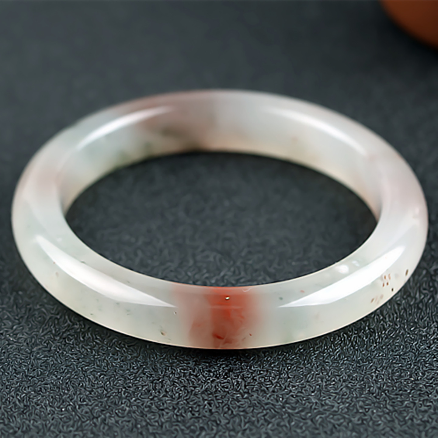 收藏级 桂林鸡血玉手镯高冰种三彩贵妃料55圈口正品天然玉石镯子