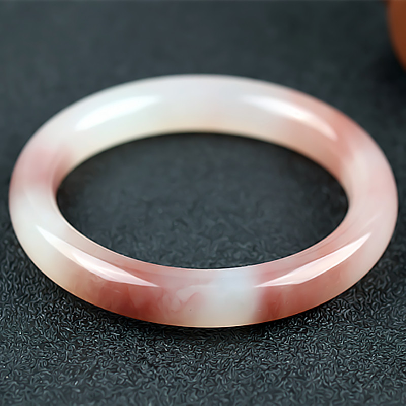 收藏级 桂林鸡血玉手镯冰种白底红贵妃料55圈口正品天然玉石镯子