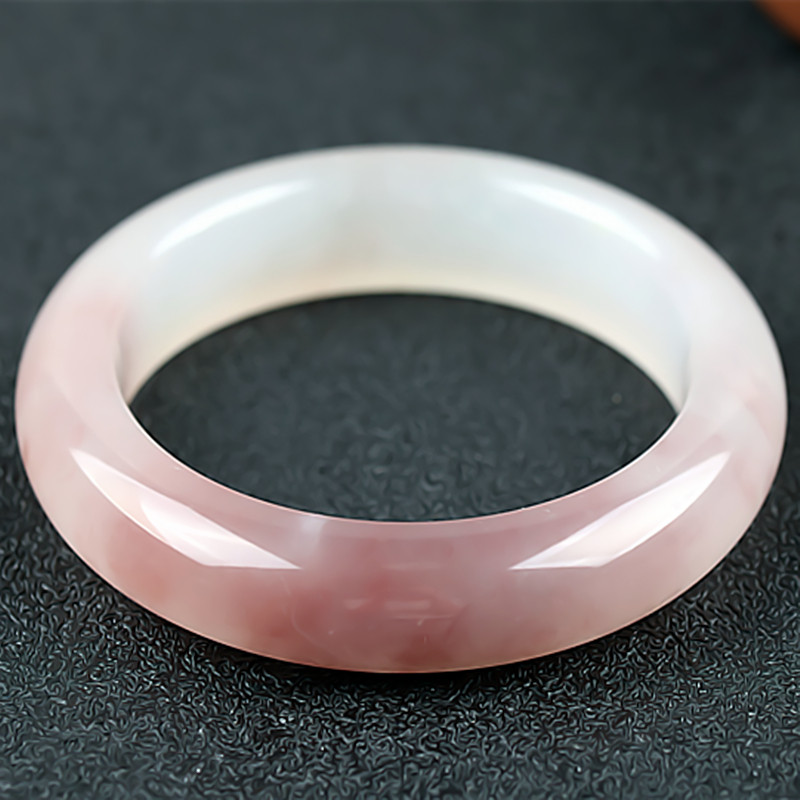 收藏级 桂林鸡血玉手镯高冰种粉色紫罗兰贵妃料54圈口正品玉镯子