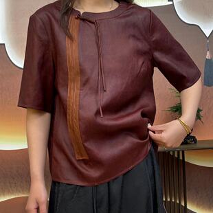 【诗雯上衣】红油皮子套头时尚红云纱满分桑蚕丝香云纱中式hy2277