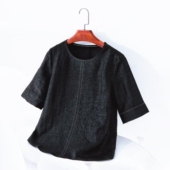 香云纱老龟百搭极简风短袖 100%桑蚕丝龟裂纹明线圆领T dz305