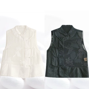 设计师100桑蚕丝剪花拼龟纹香云纱马夹国风dz007 剪花龟马甲