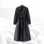 香云纱油皮老料风衣dz058 100%桑蚕丝手工明线老料龟纹风衣