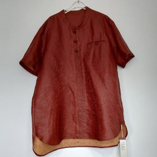 红云纱套头装男女通穿盘扣卫衣款上衣短袖香云纱桑蚕丝xh-hsy-q