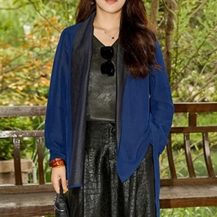 100%桑蚕丝双面穿彩龟裂纹上衣外套hjl6030 宝蓝龟双面穿太太服