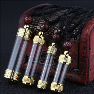 钛钢大容量空心符管可打开装救心丸药瓶子挂件吊坠护身符男女项链