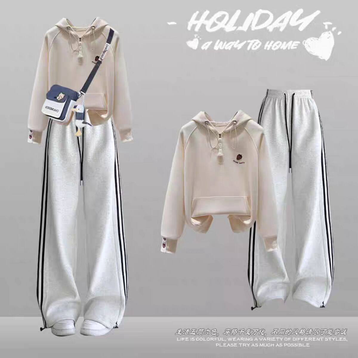 休闲运动套装女秋季2025新款少女学院风大童初高中学生卫衣两件套