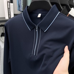 商务休闲纯色半拉链Polo衫 轻奢品质 T恤男春秋季 长袖 柔软顺滑