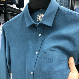 衬衫 寸衫 男带有真口袋纯色秋季 秋装 潮 衬衣新款 100%纯棉牛津纺长袖