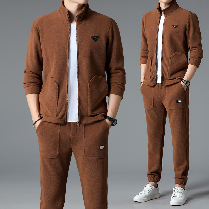 休闲运动套装男士秋冬季加绒加厚