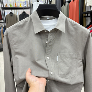 真口袋商务休闲纯色翻领男士 高级莱赛尔棉长袖 新款 男秋季 衬衣 衬衫