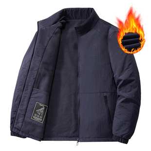 休闲夹克男春秋款户外防风加绒保暖爸爸秋装上衣新款运动外套男款