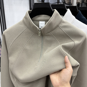 重磅加厚半拉链立领卫衣男秋冬新款 拼接落肩潮流上衣t恤百搭休闲