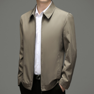 【100%纯棉面料】高端中老年爸爸秋装外套男士翻领夹克春秋季上衣