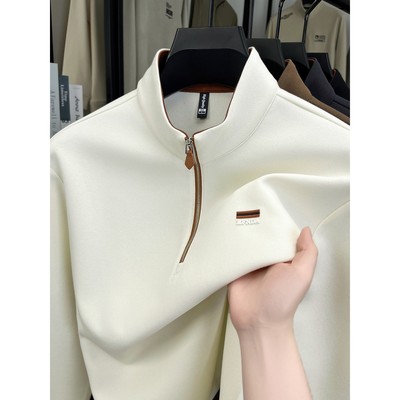 秋冬新款半高领拉链加厚卫衣丝光