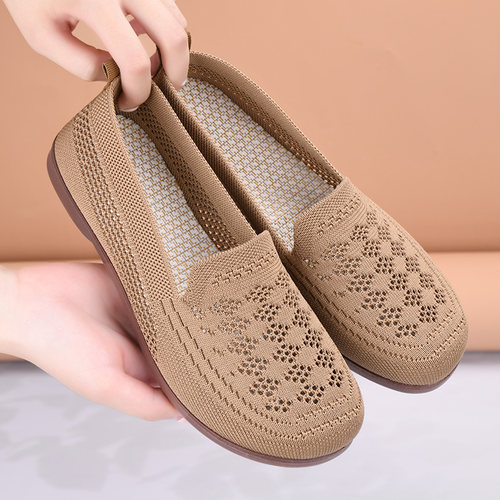 夏季老北京布鞋女新款网鞋透气镂空妈妈鞋浅口软底轻便奶奶鞋网面