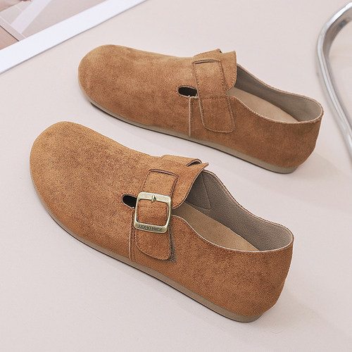 复古厚底全包勃肯鞋女新款软底舒适一脚蹬休闲轻便女士百搭豆豆鞋