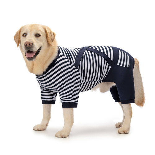 全棉条纹四脚背带裤中小型犬