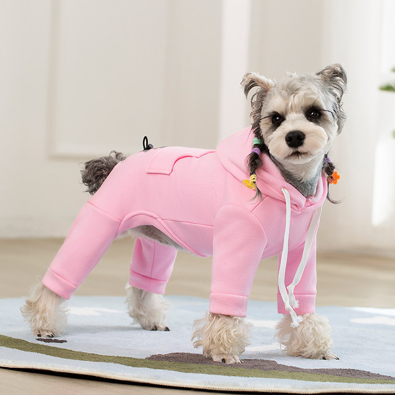 宠物狗狗衣服雪纳瑞比熊泰迪中小犬胖狗衣服秋冬加绒连帽四脚卫衣
