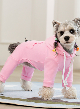 宠物狗狗衣服雪纳瑞比熊泰迪中小犬胖狗衣服秋冬加绒连帽四脚卫衣