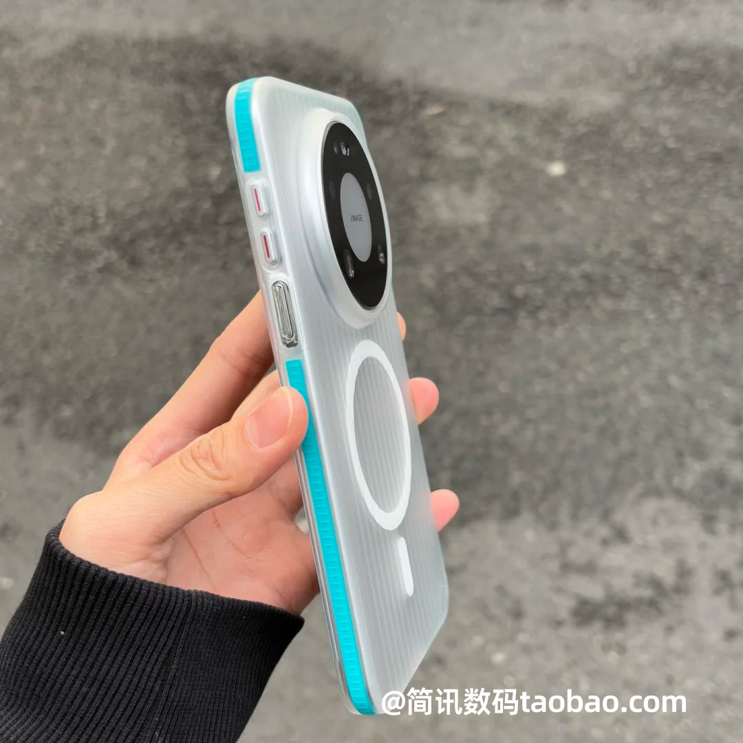全包环绕防滑纹磁吸壳适用华为Mate80手机壳Mate80ProMax无线充电保护套光栅瓦楞60/70pro+立体条纹Air蓝撞色