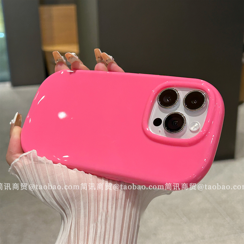 iPhone15pro少女椭圆亮面果冻壳