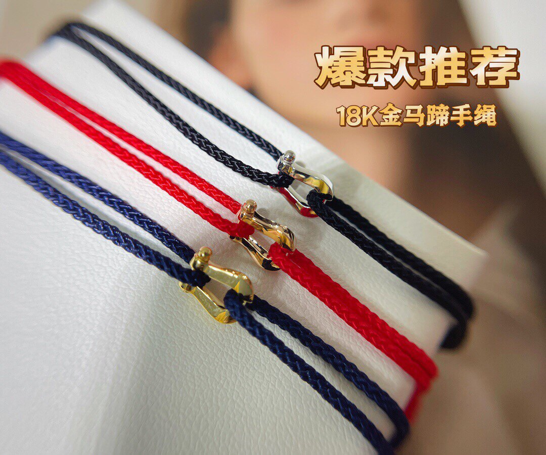 本命年红绳18k金彩金马蹄手链生日礼物送女友闺蜜黄金Au750手绳