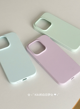 薄荷绿紫蓝夏日薄款液态硅胶手机壳iPhone15promax磁吸壳定制软糯纯色全包边苹果1614pro软壳防摔耐脏不泛黄