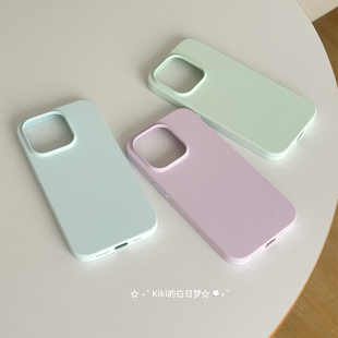 薄荷绿紫蓝夏日薄款液态硅胶手机壳iPhone15promax磁吸壳定制软糯纯色全包边苹果1614pro软壳防摔耐脏不泛黄