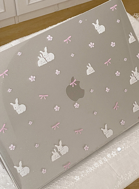 Kiki的白日梦/碎花蝴蝶结可爱满天星闪粉亚克力MacBookproair保护壳保护套轻薄防磕碰pc材质M1M2新款防摔透气