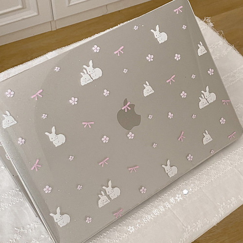 Kiki的白日梦/碎花蝴蝶结可爱满天星闪粉亚克力MacBookproair保护壳保护套轻薄防磕碰pc材质M1M2新款防摔透气