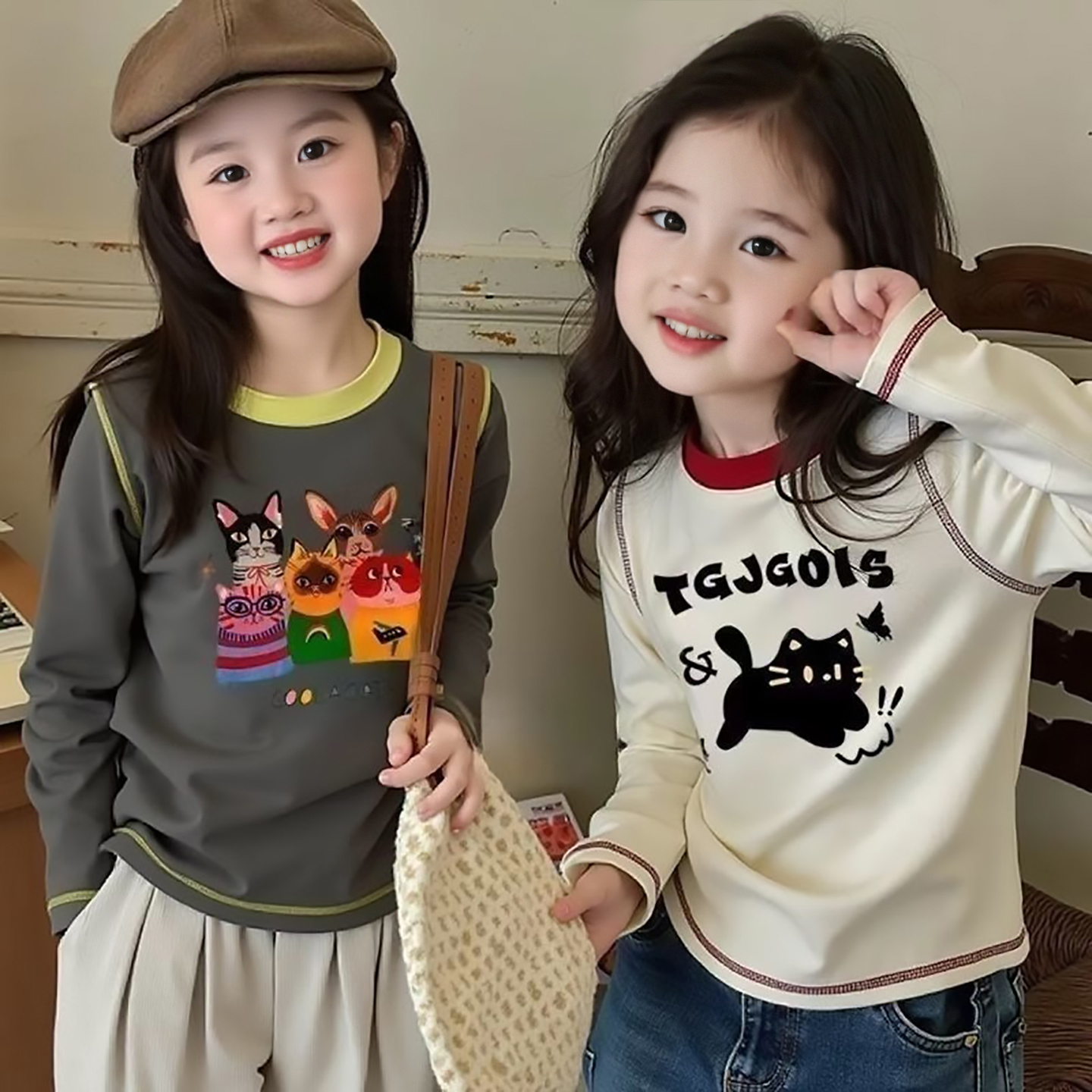 洋气时髦秋冬长袖t恤女童打底衫